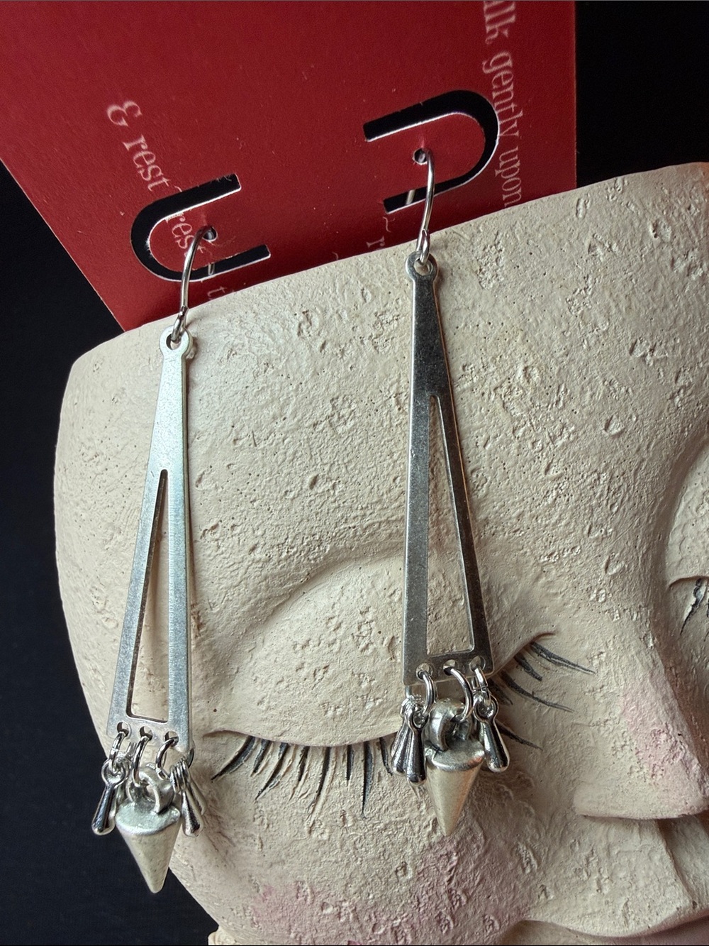 Silver Geometric Drop Earrings - Modern Triangle Dangles